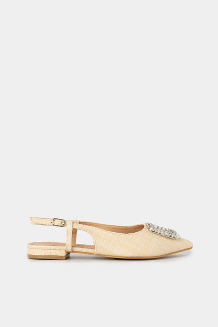 Mules Karlin μυτερό strass μπεζ