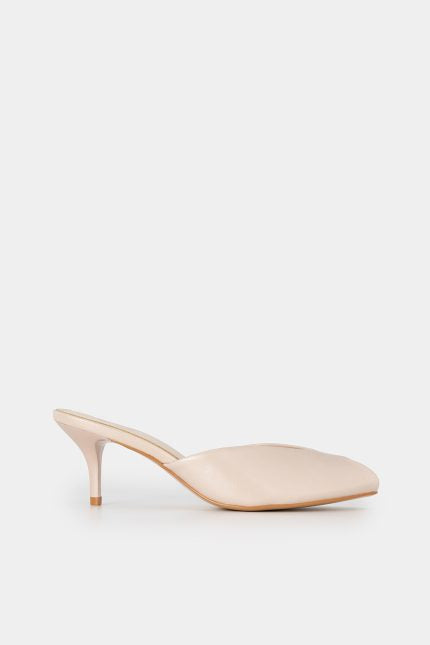 Muse Mules Peep-Toe Nude