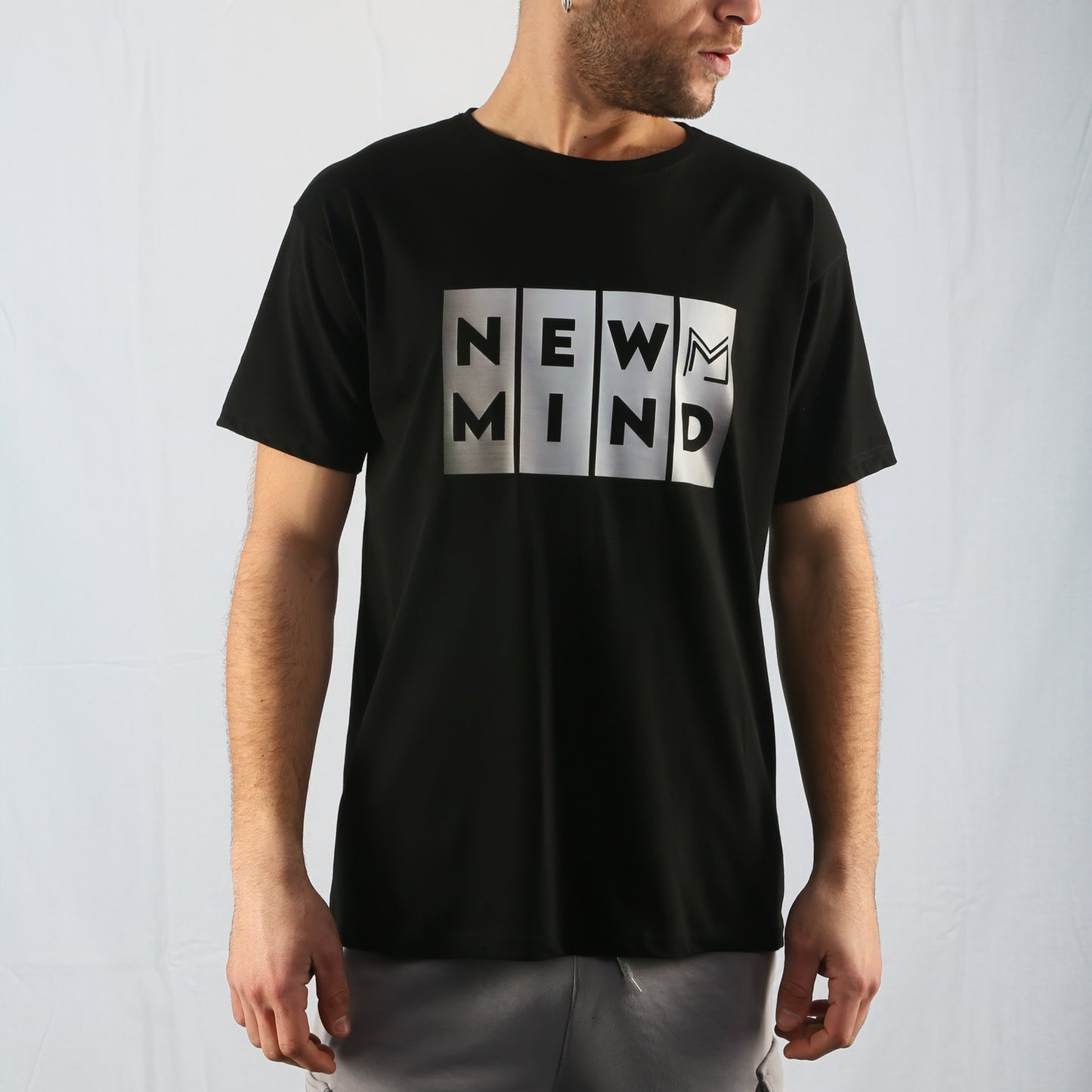 Ανδρικό T-shirt με στάμπα – Μαύρο & Άσπρο, 100% Βαμβάκι