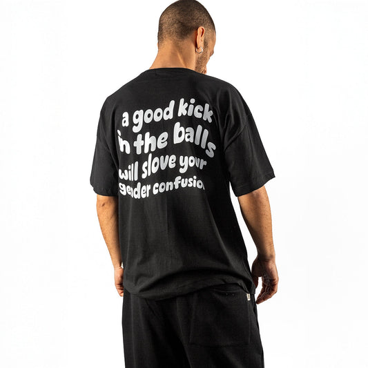 Oversize Μαύρο T-Shirt NEW MIND με Print στην Πλάτη
