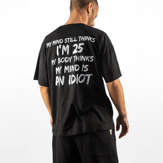 Oversize Μαύρο T-Shirt NEW MIND – My Mind Still Thinks Print
