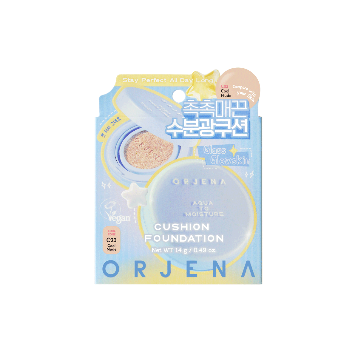Cushion Aqua To Moisture C23 Cool Nude SPF50+PA+++ | Orjena