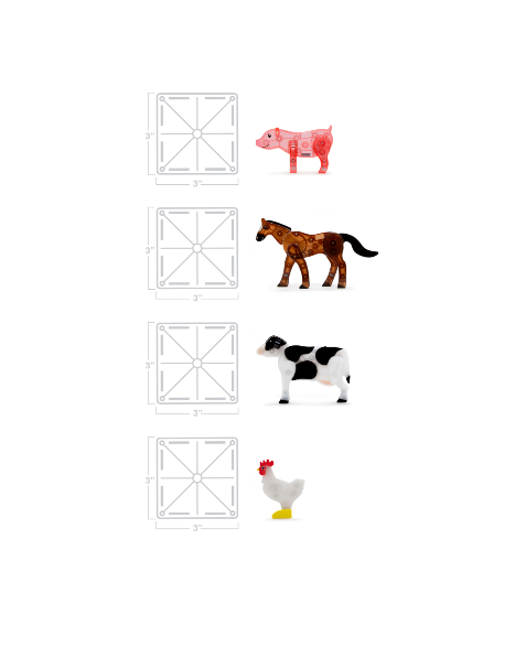 Magna-Tiles  Μαγνητικό Παιχνίδι Κατασκευών Farm Animals 25τμχ. για 3+ 22125