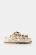 Παντόφλα Jennis Flatform τόκες Μπεζ Χρυσό