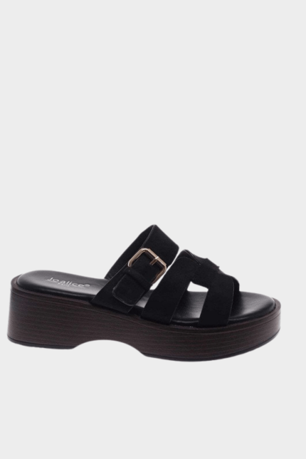 Παντόφλα Aria Suede Platform Μαύρο