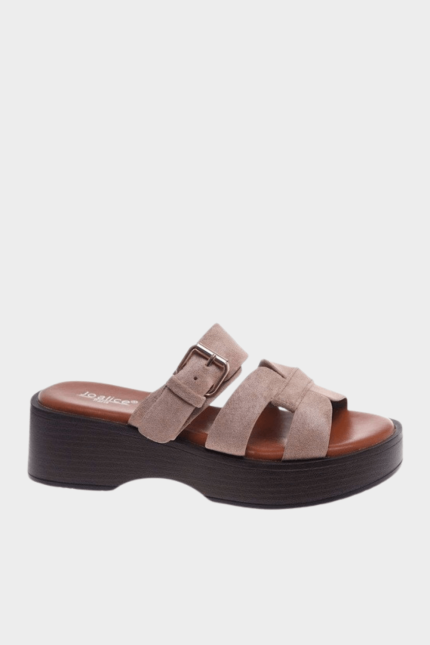 Παντόφλα Aria Suede Platform Μπεζ