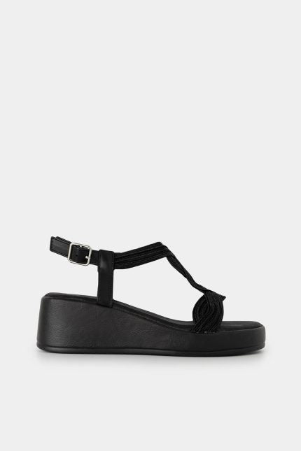 Πέδιλο Rhea Flatform Πλεκτό Μαύρο