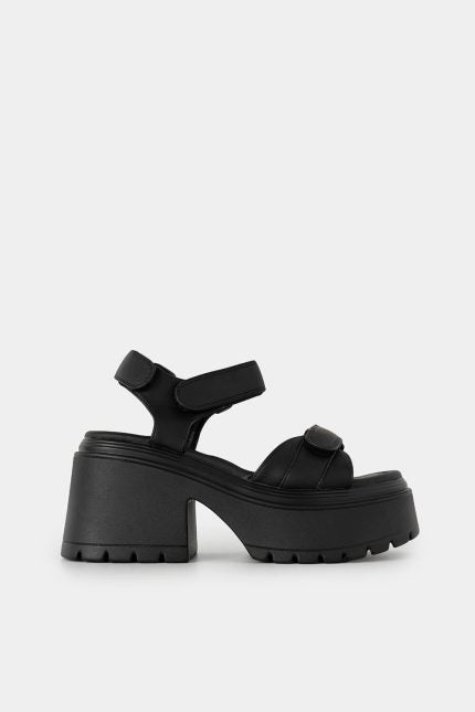 Πέδιλο Tori chunky velcro μαύρο