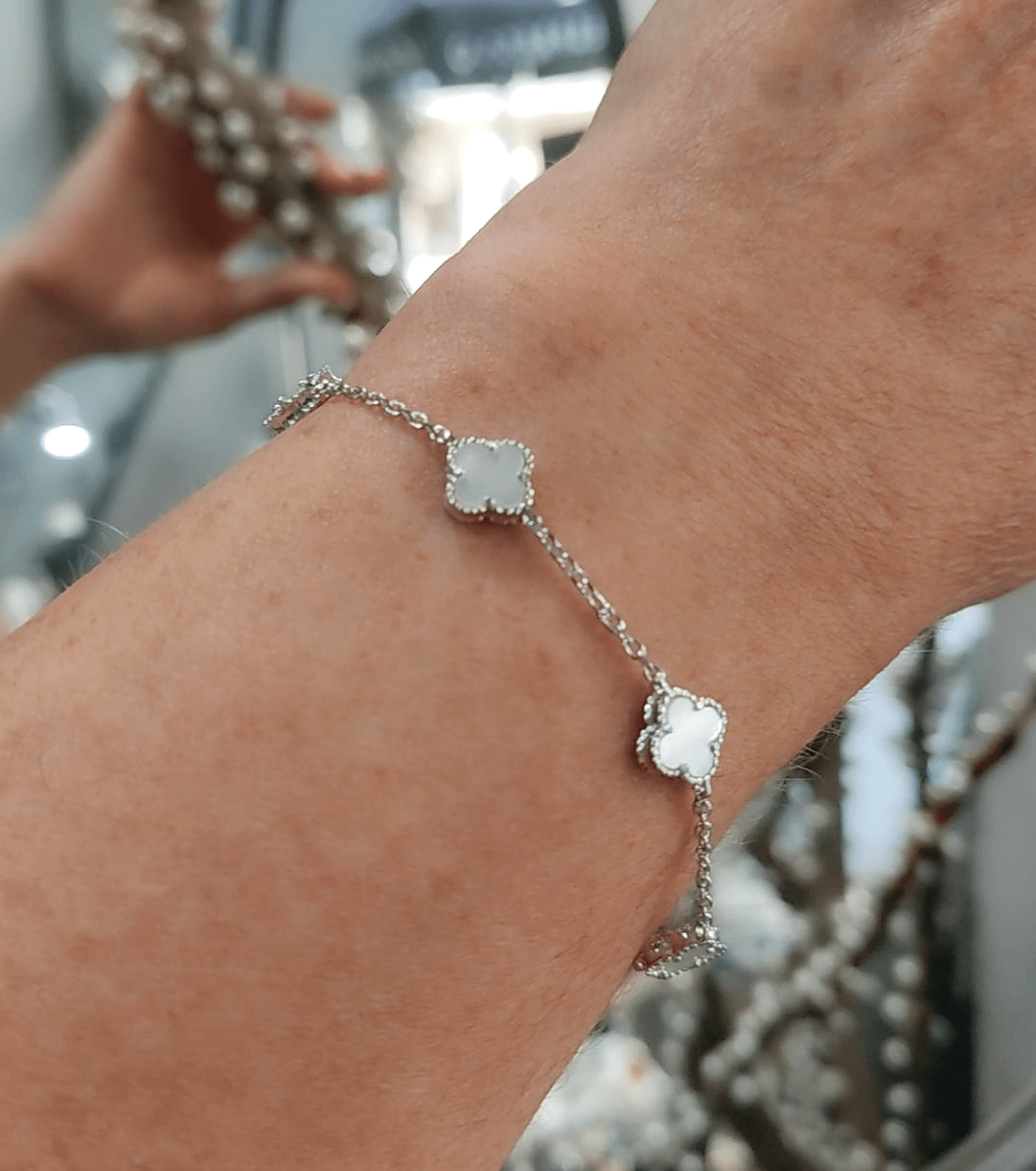 Βραχιόλι σχέδιο Van Cleef από ασήμι 925 επιπλατινωμένο με φίλτισι