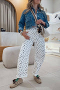 Polka Barrel Denim Παντελόνι Λευκό