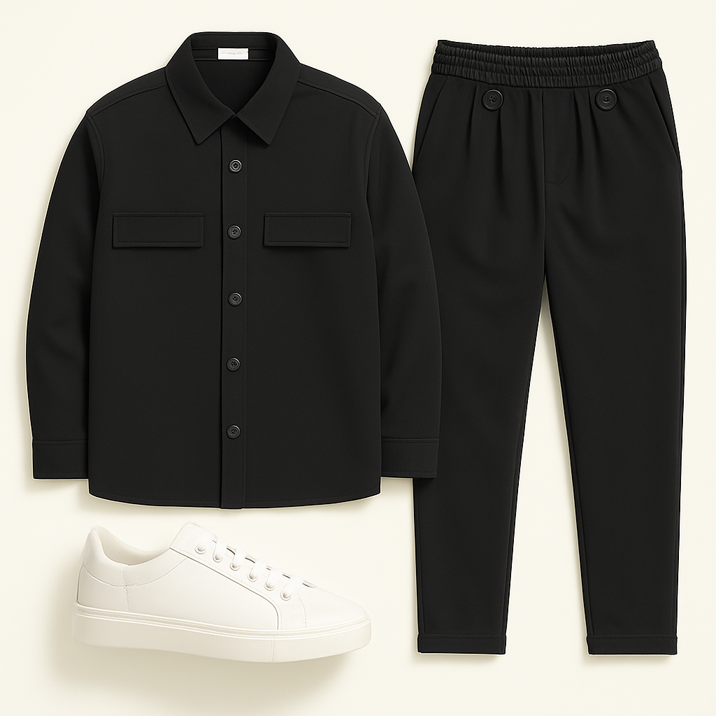 Ανδρικό Σετ Πουκάμισο & Παντελόνι  μαύρο  – Ελληνικής Κατασκευής