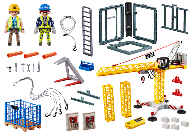 Playmobil Ανυψωτικός Γερανός Βαρέως Τύπου Με Τηλεχειριστήριο Και Σκαλωσιές 70441