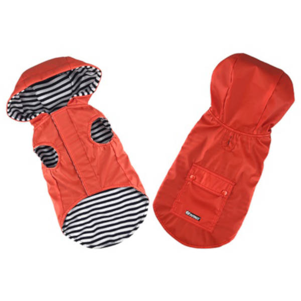 Raincoat Stripe Lining - Αδιάβροχο Σκύλου - Medium : 31cm Κόκκινο
