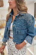 Rebel Denim Πουκάμισο Jacket με Strass Μπλε