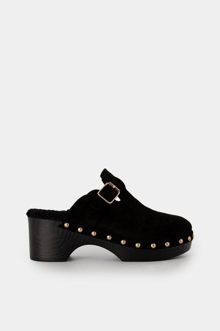 Σαμπό Olena suede γούνα μαύρο
