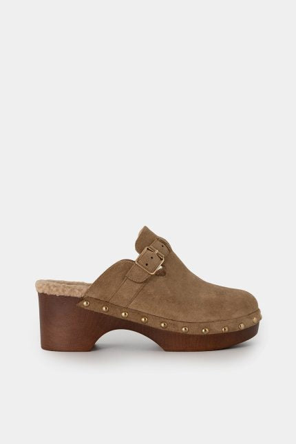 Σαμπό Olena suede γούνα μπεζ