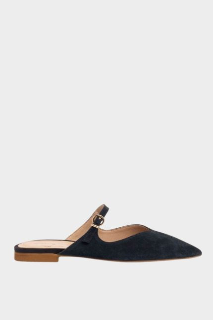Sante Flats Mule Suede Μπλε με Λουράκι