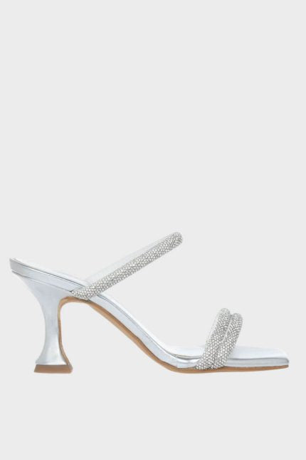 Sante Mule strass Ασημί μεσαίο τακούνι