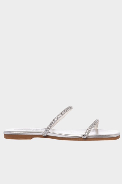 Sante Παντόφλα Flat Strass Ασημί