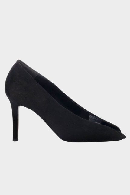 Sante Γόβα Suede Peep Toe Μαύρο