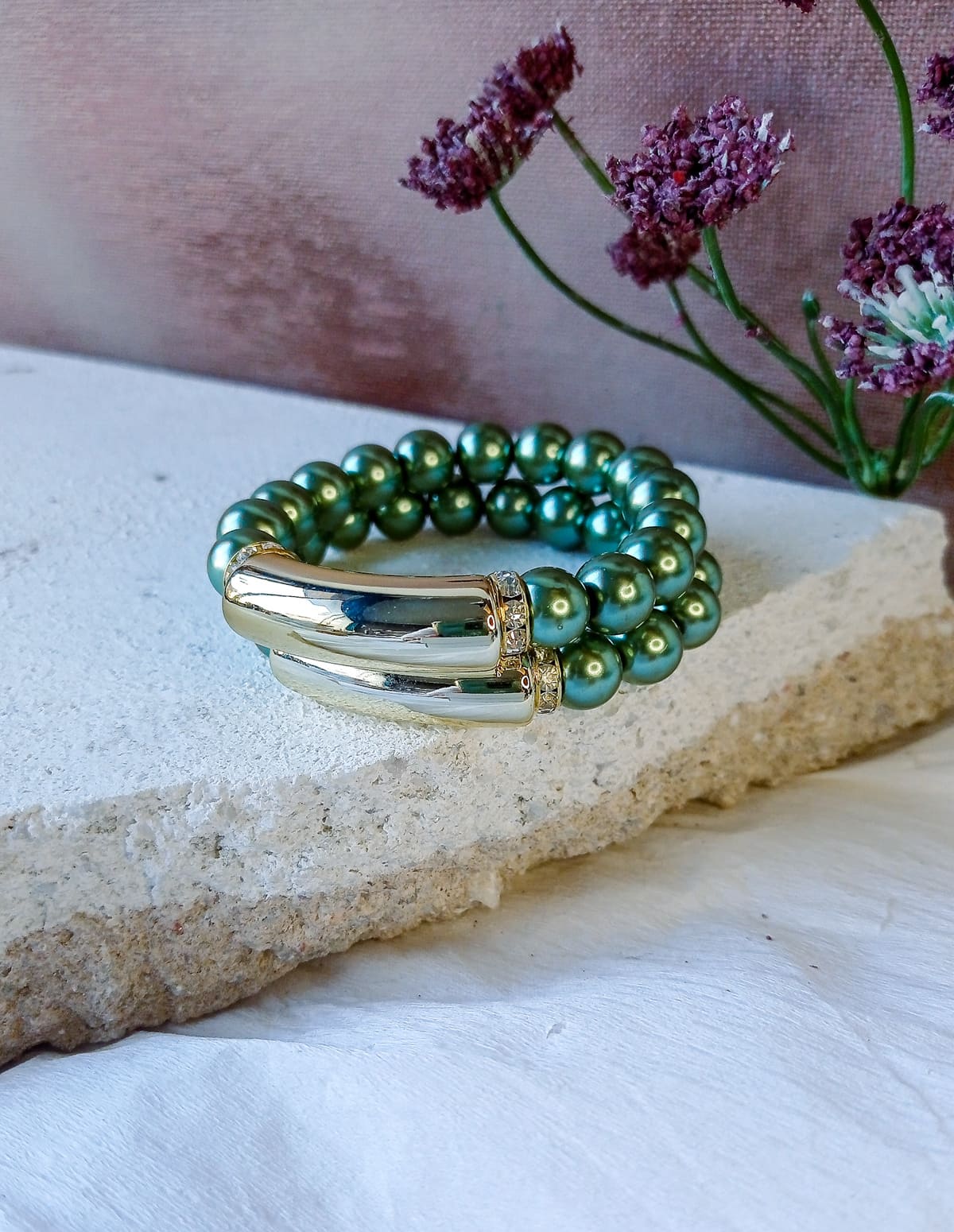 Γυναικείο Χειροποίητο Βραχιόλι "Emerald Elegance"