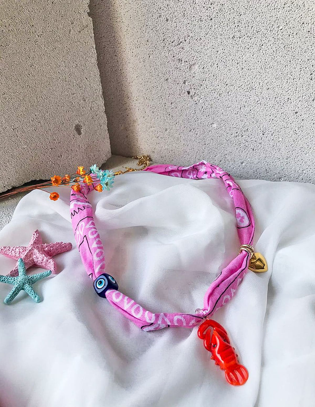 κολιέ bandana “Pink Island Mood”