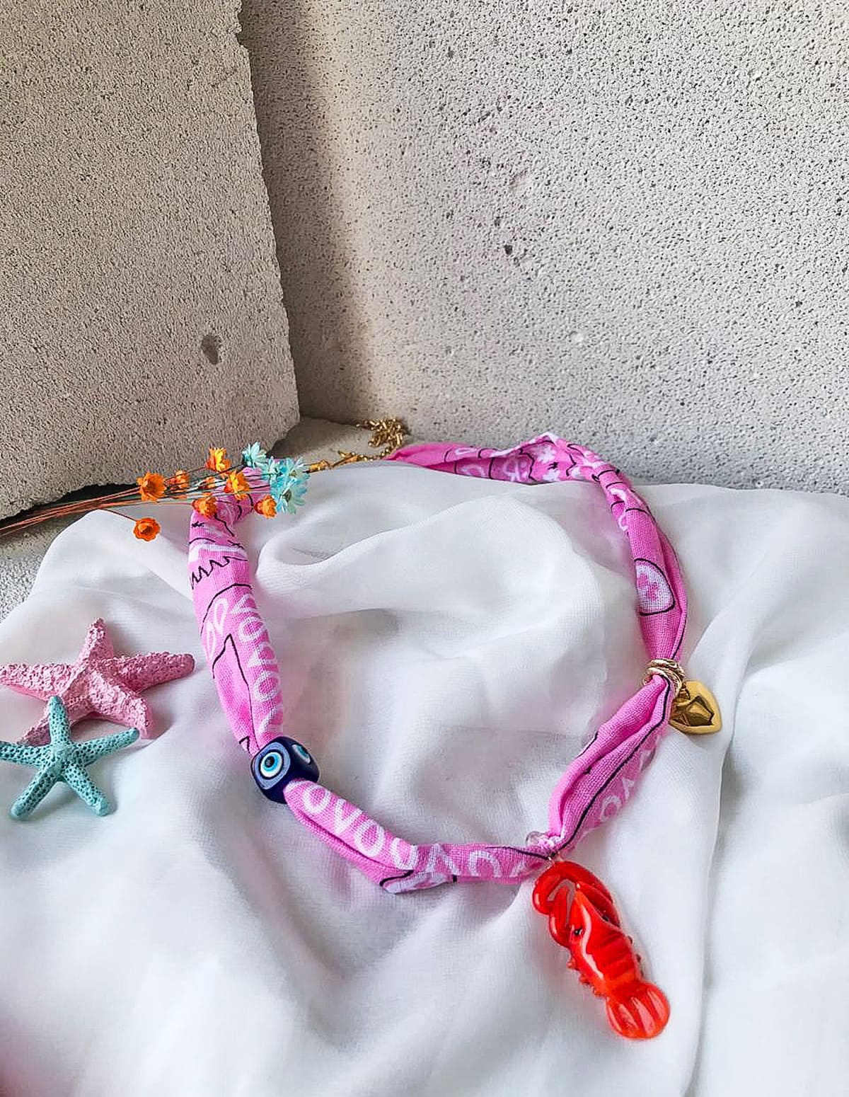 κολιέ bandana “Pink Island Mood”