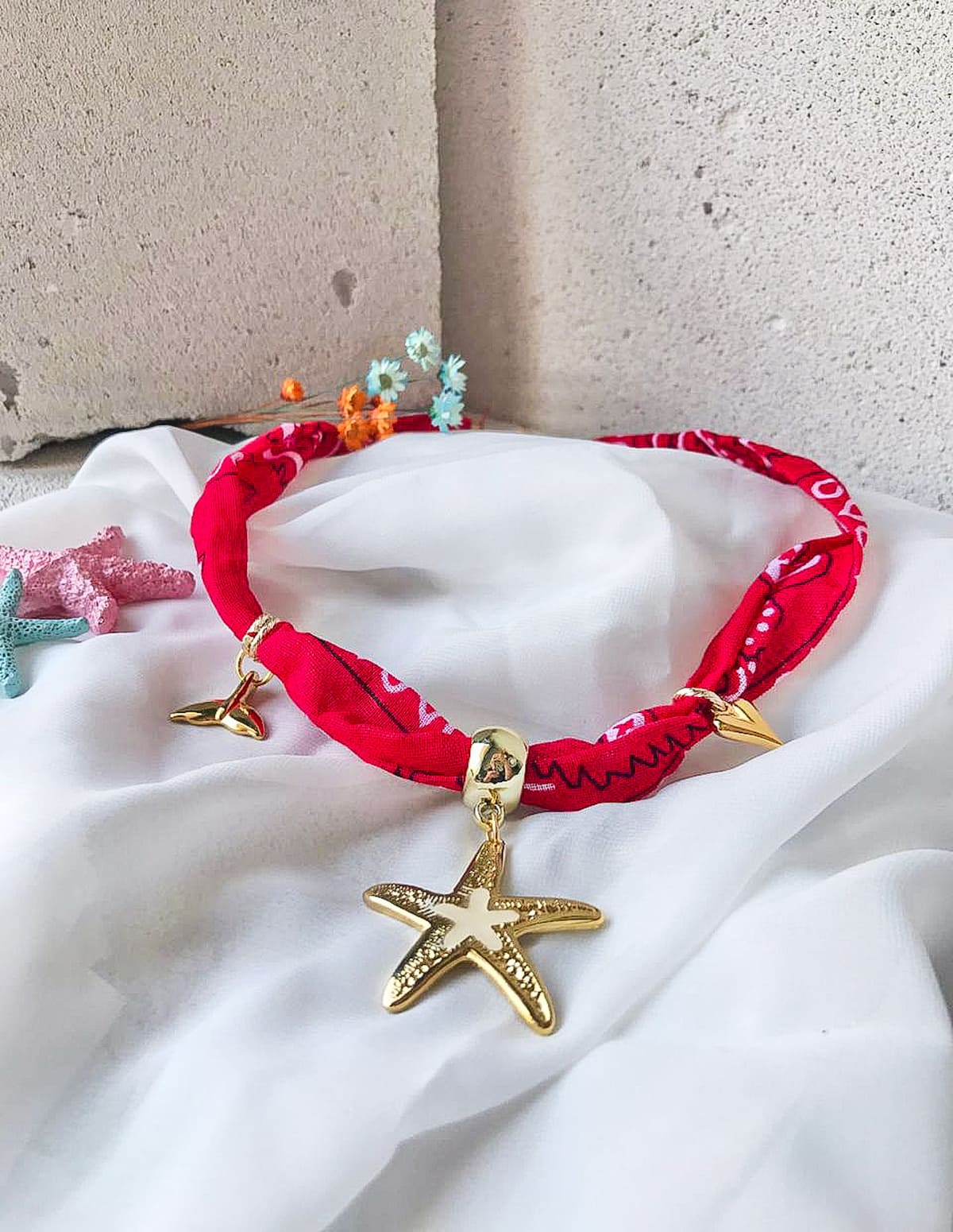 καλοκαιρινό κολιέ bandana “Sea Flame”