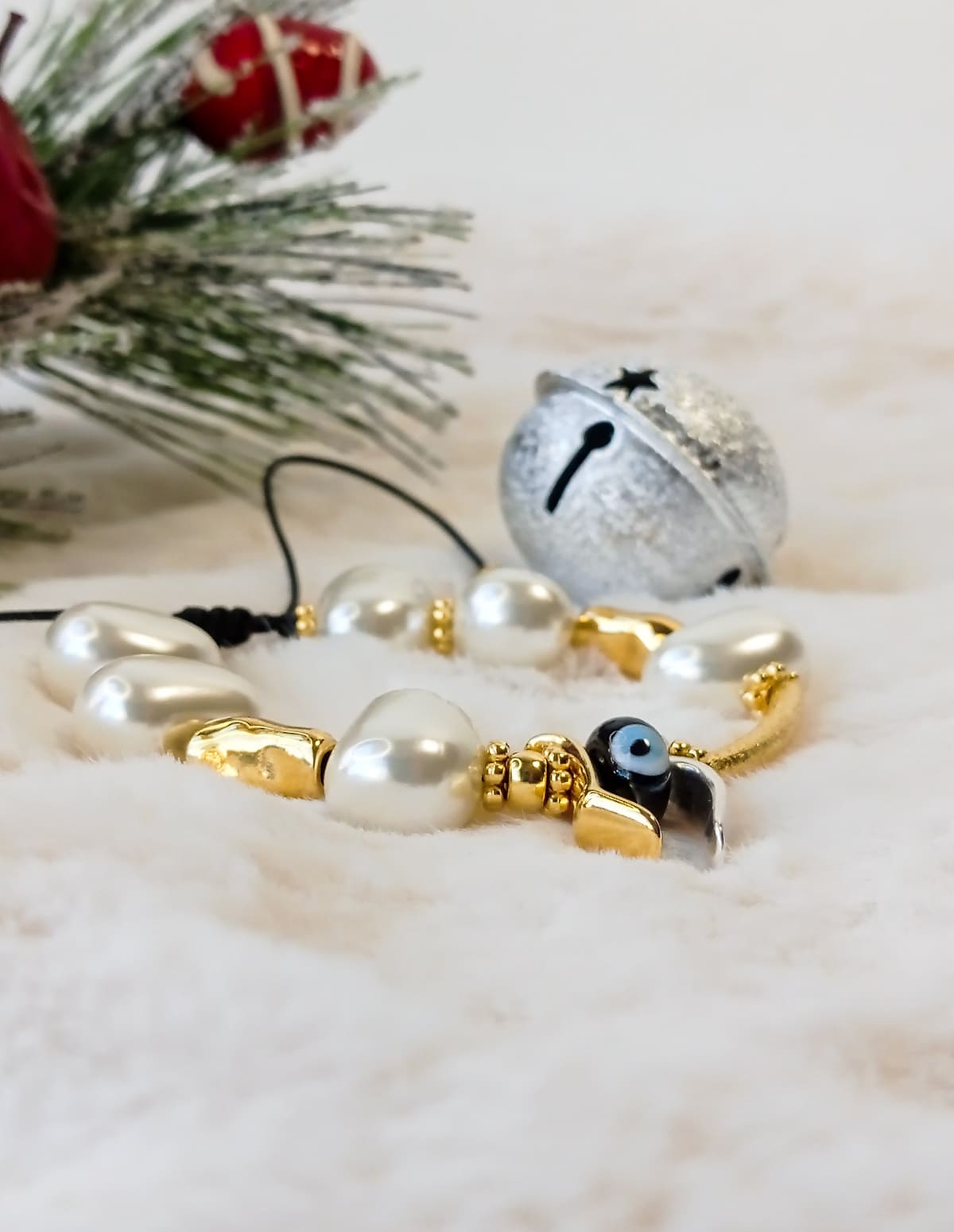 χειροποίητο γυναικείο βραχιόλι γούρι 2025 "christmas wishes"
