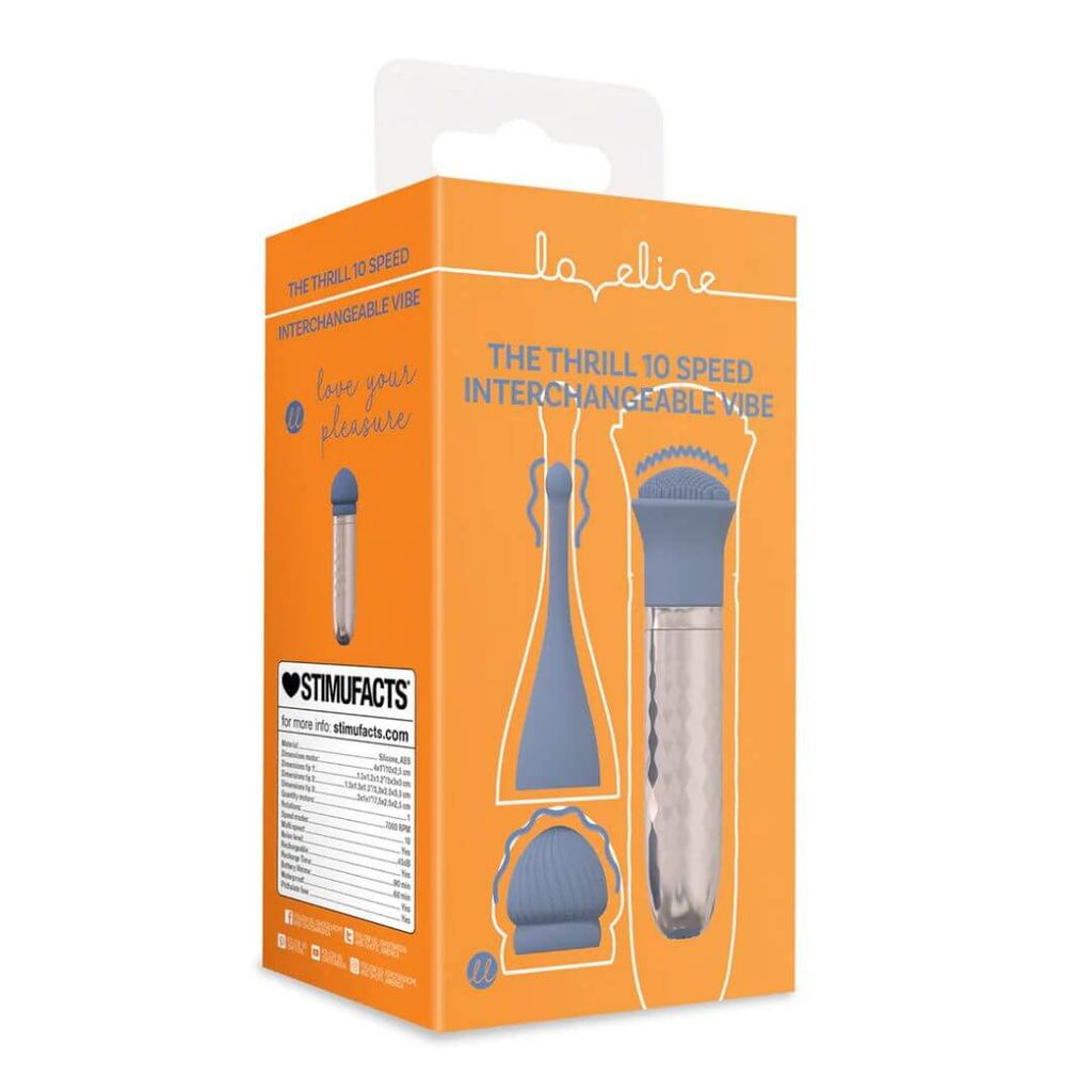 Loveline - The Thrill 10 Speed Intechangable Vibrator | Shots