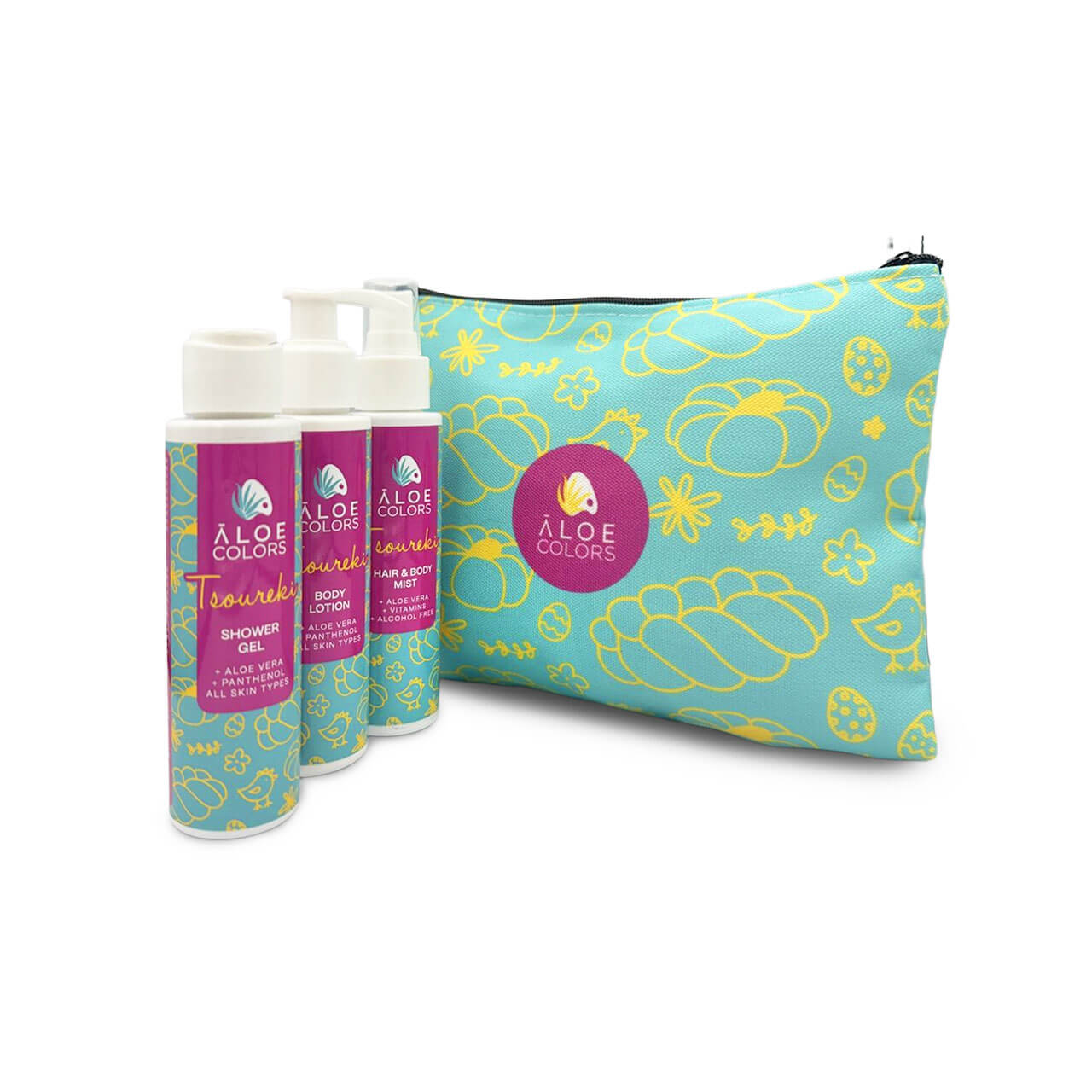 Tsoureki Cosmetic Bag - Body Lotion & Showergel + Body Mist | Aloe+ Colors