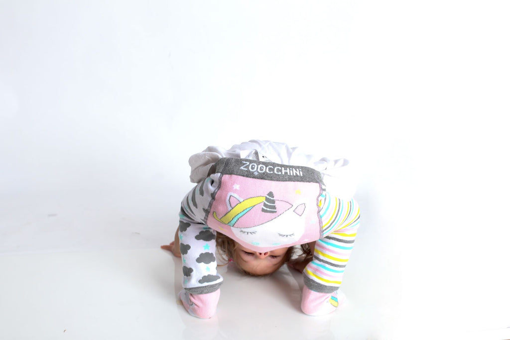 Zoocchini  Σετ Ρούχων για Μπουσούλισμα Grip+Easy Crawler Pants &amp; Socks Set  "Μονόκερος" ZOO12504