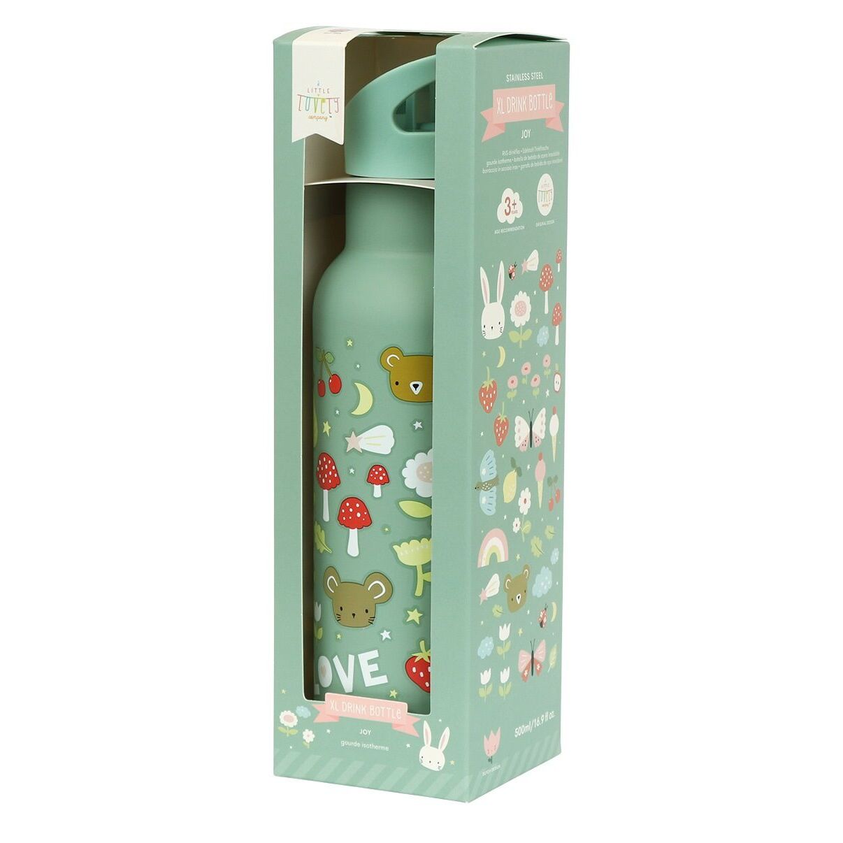 A Little Lovely Company XL Μπουκάλι με διπλό τοίχωμα από ανοξείδωτο ατσάλι 500ml Joy DBSXJO76