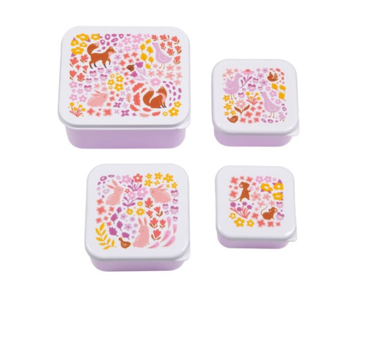 A little lovely company: Σετ 4 δοχεία φαγητού Lunch &amp; Snack Box -Flower garden SBSEFG83