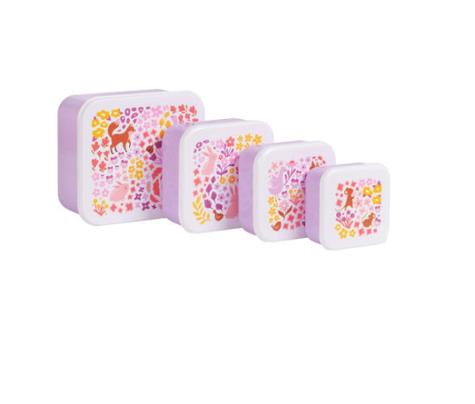 A little lovely company: Σετ 4 δοχεία φαγητού Lunch &amp; Snack Box -Flower garden SBSEFG83