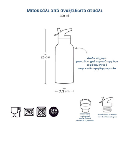 A Little Lovely Company Μπουκάλι με διπλό τοίχωμα από ανοξείδωτο ατσάλι 350ml- Strawberries DBSSST69