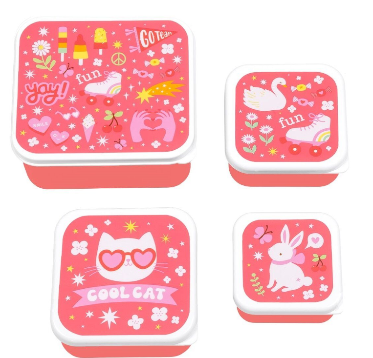 A little lovely company Σετ 4 δοχεία φαγητού Lunch &amp; Snack Box Fun SBSEFU75