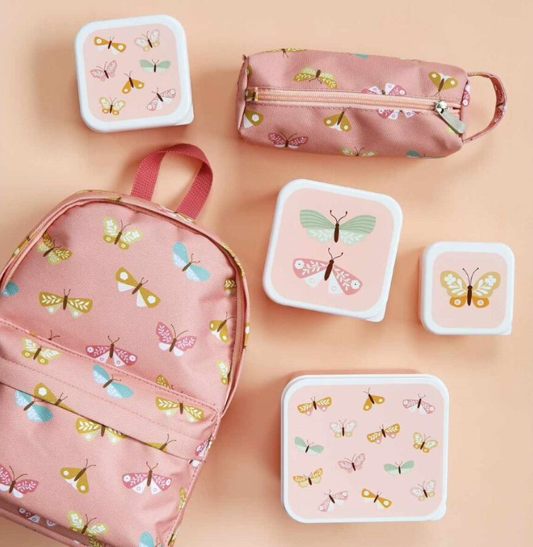A little lovely company Σετ 4 δοχεία φαγητού Lunch &amp; Snack Box Butterflies SBSEBU42