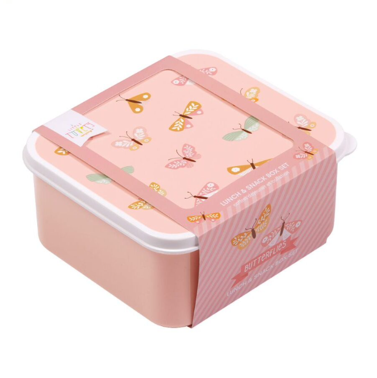 A little lovely company Σετ 4 δοχεία φαγητού Lunch &amp; Snack Box Butterflies SBSEBU42
