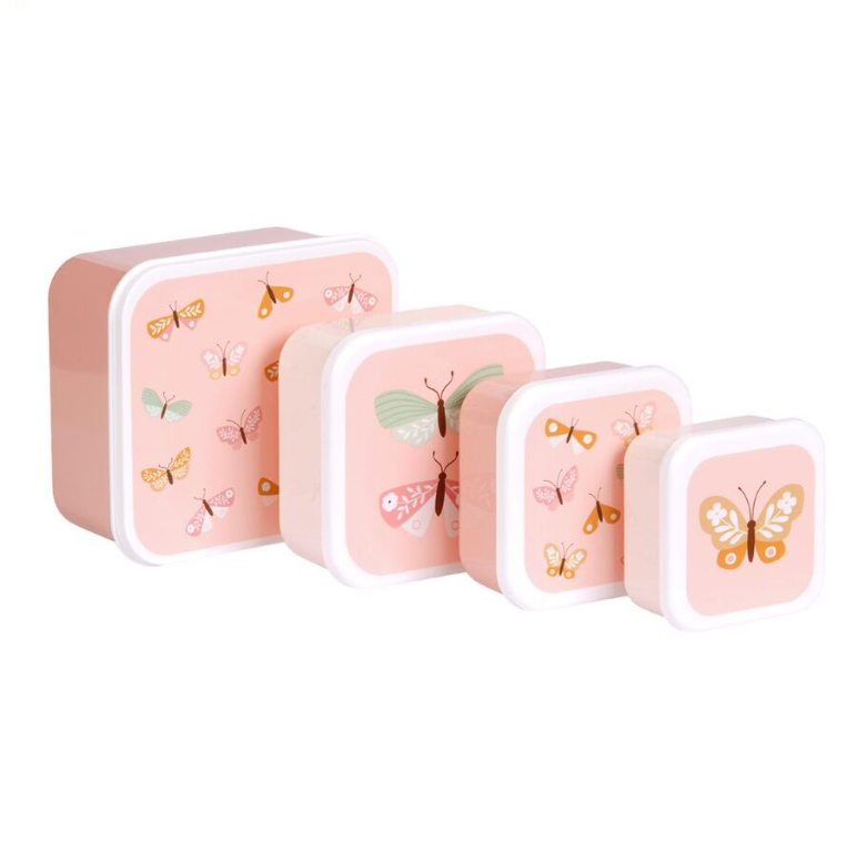 A little lovely company Σετ 4 δοχεία φαγητού Lunch &amp; Snack Box Butterflies SBSEBU42