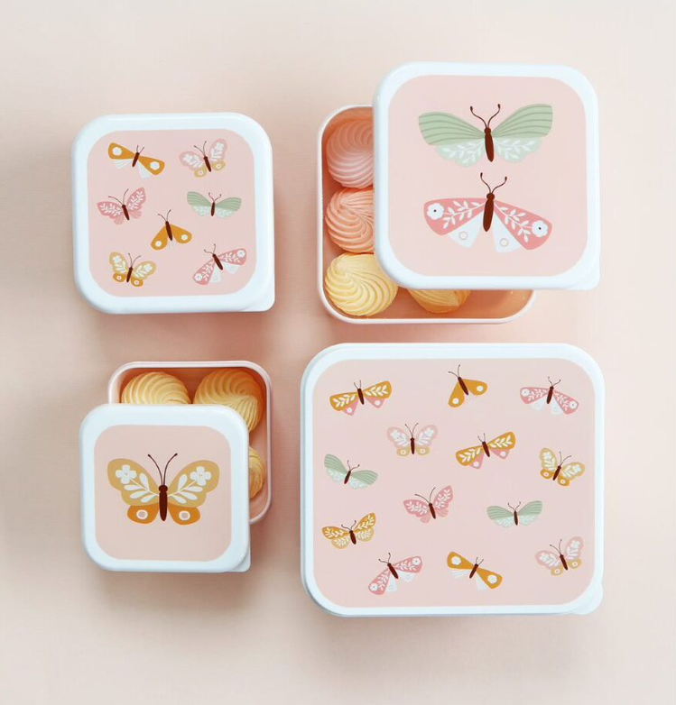 A little lovely company Σετ 4 δοχεία φαγητού Lunch &amp; Snack Box Butterflies SBSEBU42