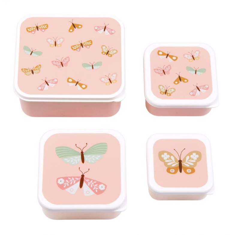A little lovely company Σετ 4 δοχεία φαγητού Lunch &amp; Snack Box Butterflies SBSEBU42