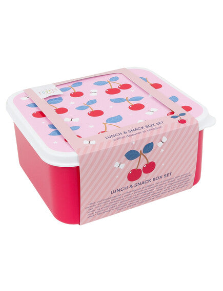 A little lovely company: Σετ 4 δοχεία φαγητού Lunch &amp; Snack Box -Cherries SBSECH82