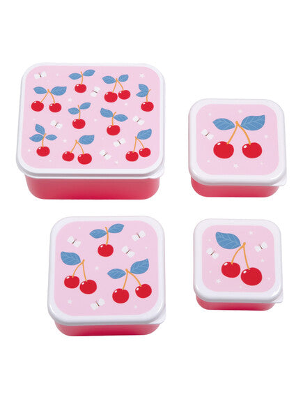 A little lovely company: Σετ 4 δοχεία φαγητού Lunch &amp; Snack Box -Cherries SBSECH82