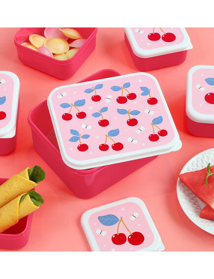 A little lovely company: Σετ 4 δοχεία φαγητού Lunch &amp; Snack Box -Cherries SBSECH82