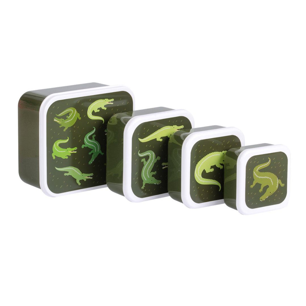 A little lovely company Σετ 4 δοχεία φαγητού Lunch &amp; Snack Box Crocodiles SBSEVR59