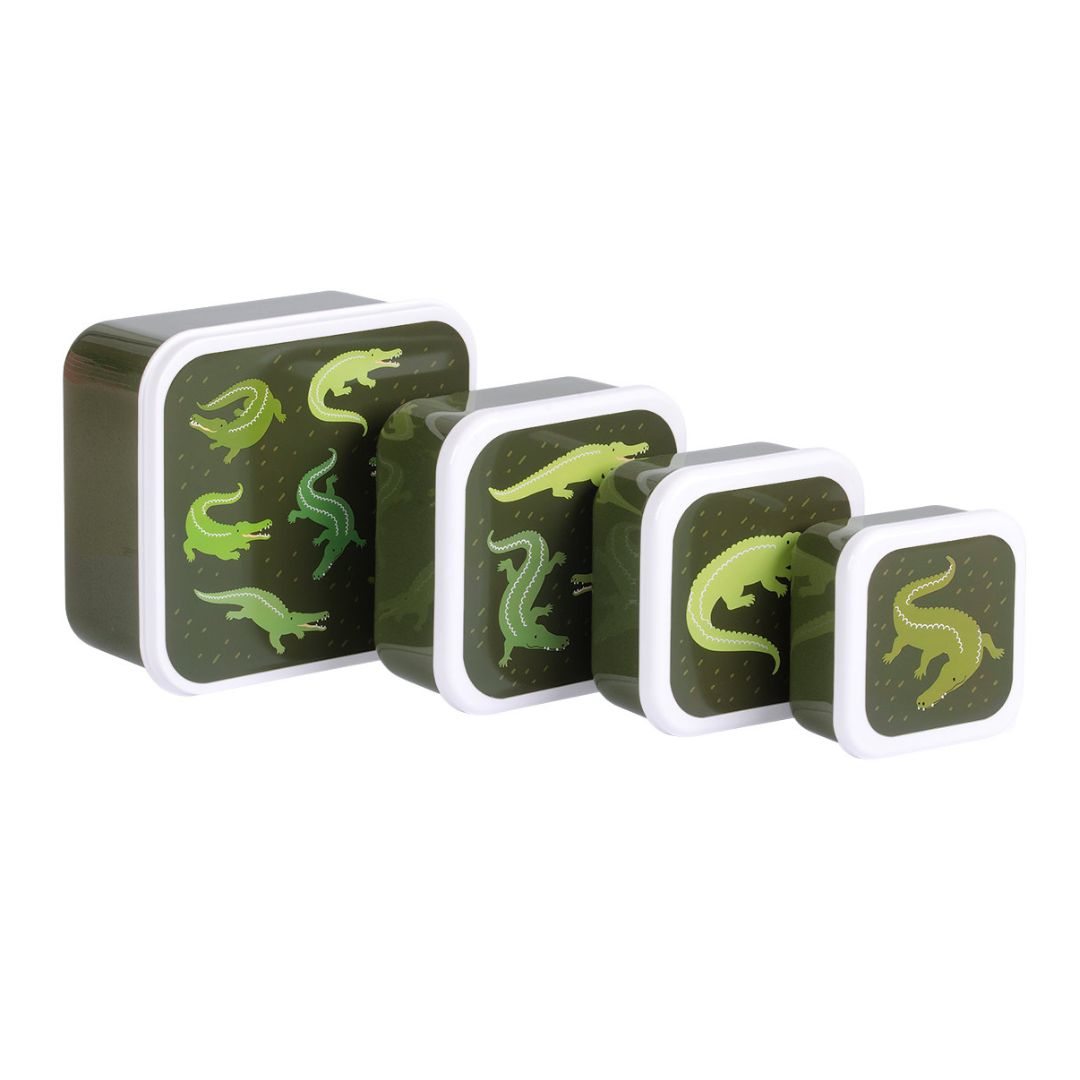 A little lovely company Σετ 4 δοχεία φαγητού Lunch &amp; Snack Box Crocodiles SBSEVR59