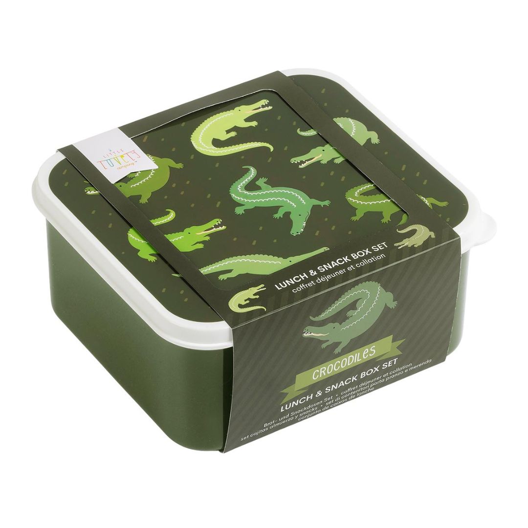 A little lovely company Σετ 4 δοχεία φαγητού Lunch &amp; Snack Box Crocodiles SBSEVR59