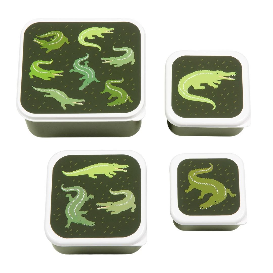 A little lovely company Σετ 4 δοχεία φαγητού Lunch &amp; Snack Box Crocodiles SBSEVR59