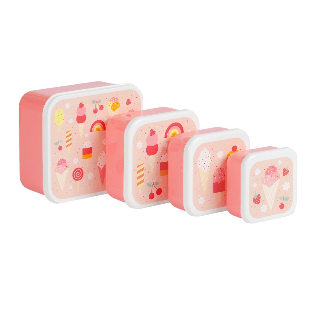 A little lovely company Σετ 4 δοχεία φαγητού Lunch &amp; Snack Box "Ice-cream"
